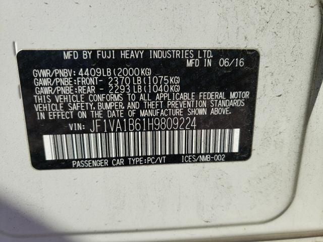 2017 SUBARU WRX JF1VA1B61H9809224