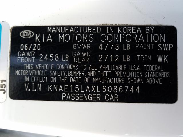 2020 KIA STINGER KNAE15LAXL6086744