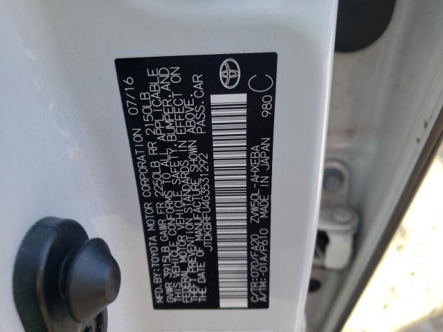 2016 TOYOTA PRIUS - JTDKBRFU4G3531292