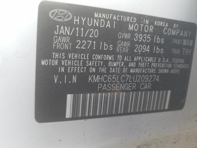 2020 HYUNDAI IONIQ BLUE KMHC65LC7LU209274