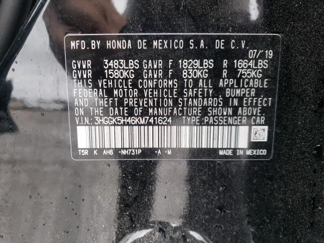 2019 HONDA FIT LX 3HGGK5H46KM741624