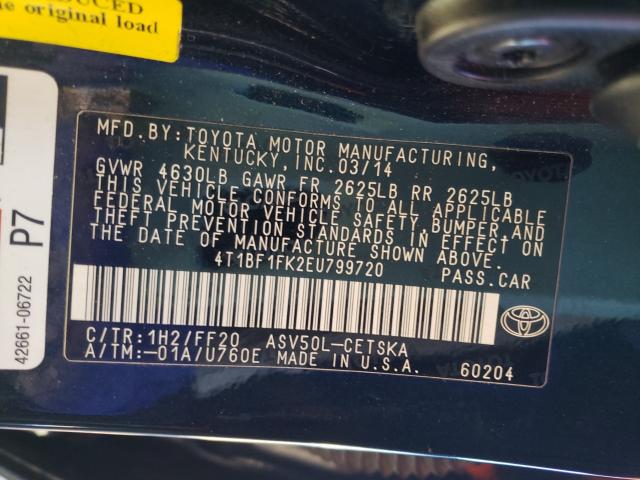 2014 TOYOTA CAMRY 4T1BF1FK2EU799720