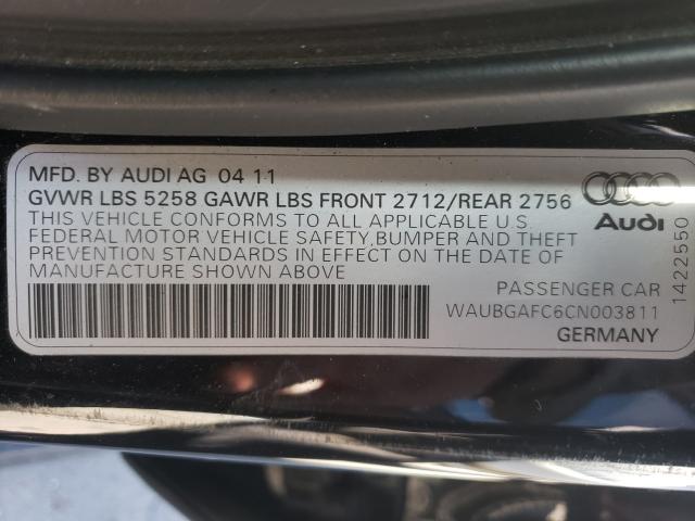 2012 AUDI A6 WAUBGAFC6CN003811