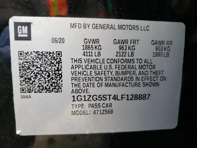 2020 CHEVROLET MALIBU RS 1G1ZG5ST4LF128887