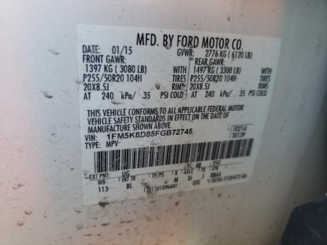 2015 FORD EXPLORER X 1FM5K8D85FGB72745