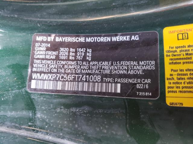 2015 MINI COOPER S WMWXP7C56FT741008
