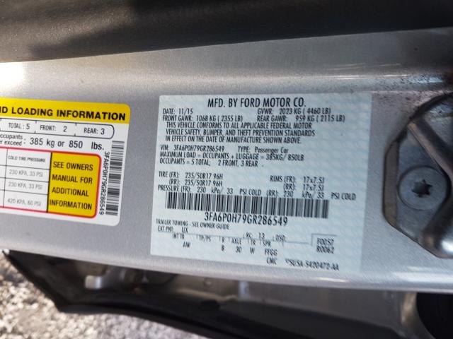 2016 FORD FUSION SE 3FA6P0H79GR286549