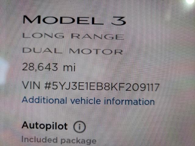 2019 TESLA MODEL 3 5YJ3E1EB8KF209117
