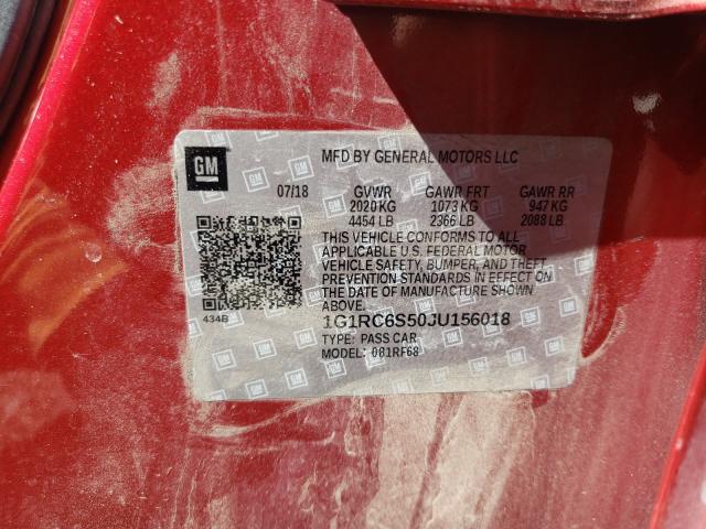 2018 CHEVROLET VOLT LT 1G1RC6S50JU156018