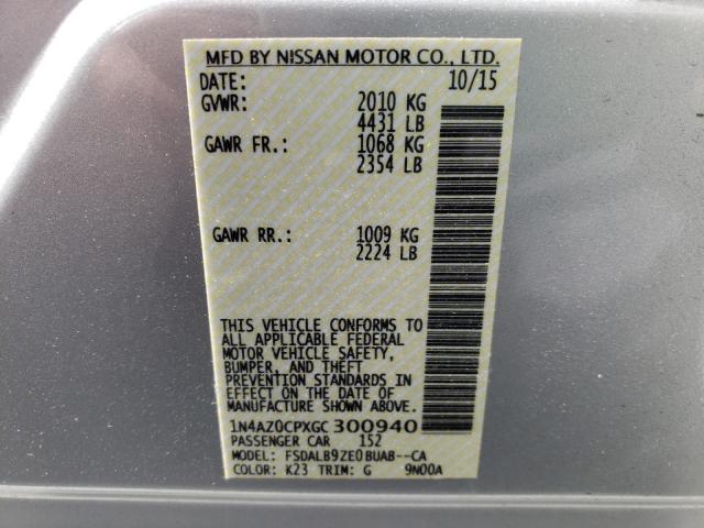 2016 NISSAN LEAF S 1N4AZ0CPXGC300940