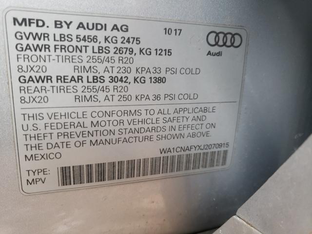 2018 AUDI Q5 PRESTIG WA1CNAFYXJ2070915