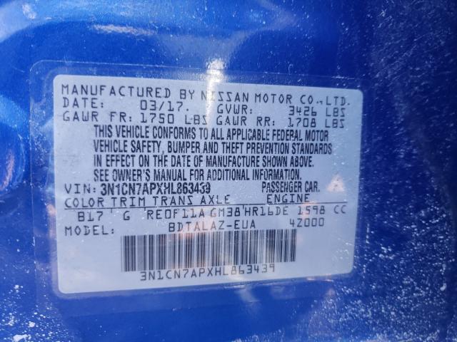 2017 NISSAN VERSA S 3N1CN7APXHL863439