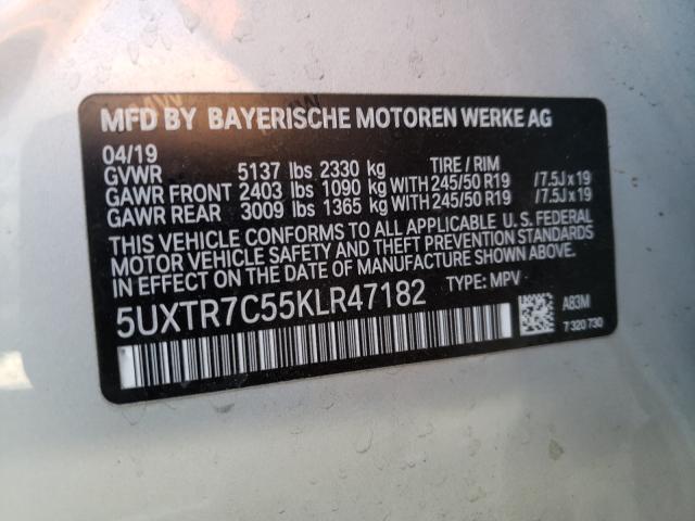 2019 BMW X3 SDRIVE3 5UXTR7C55KLR47182