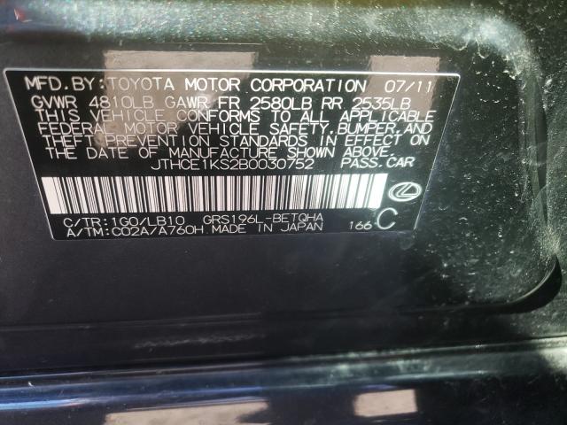 2011 LEXUS GS 350 JTHCE1KS2B0030752