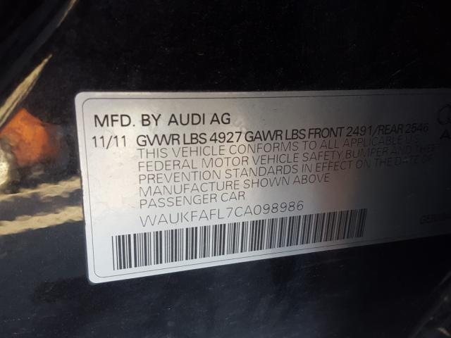 2012 AUDI A4 PRESTIG WAUKFAFL7CA098986