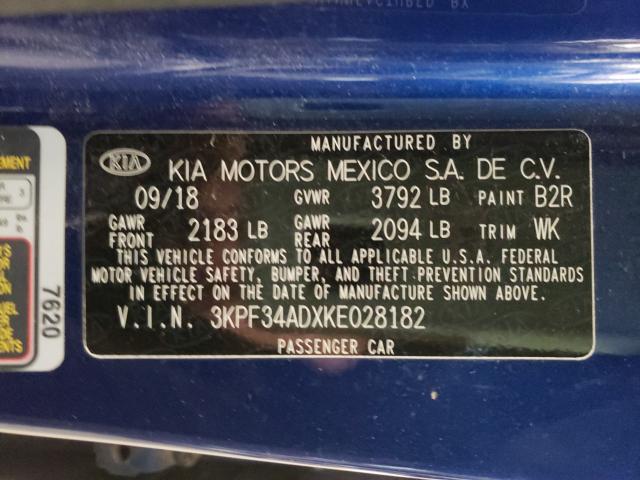 2019 KIA FORTE GT L 3KPF34ADXKE028182
