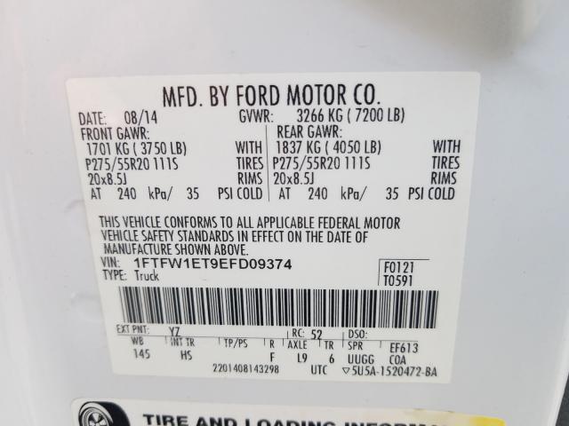 2014 FORD F150 SUPER 1FTFW1ET9EFD09374