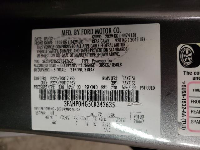 2012 FORD FUSION SE 3FAHP0HG5CR342635