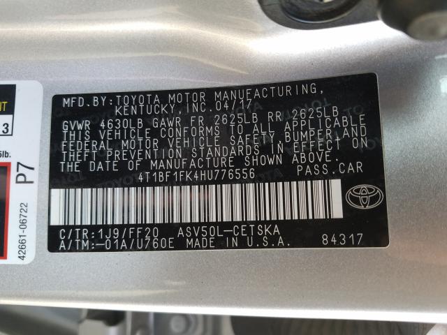 2017 TOYOTA CAMRY LE - 4T1BF1FK4HU776556