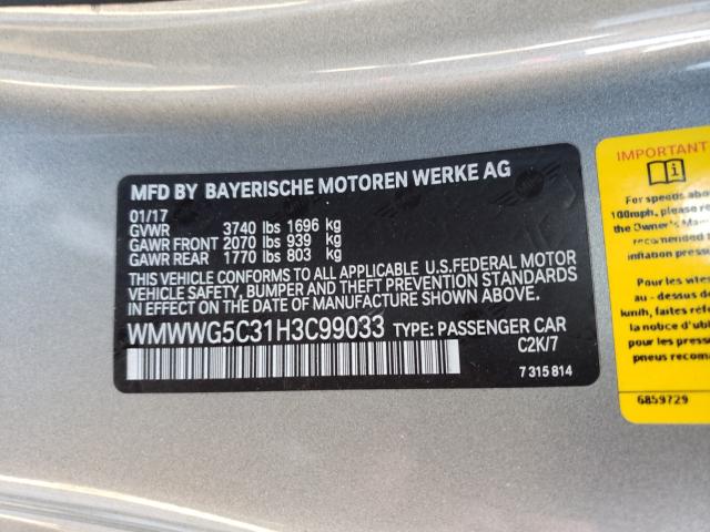 2017 MINI COOPER WMWWG5C31H3C99033