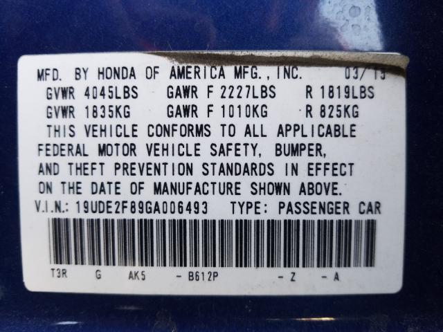 2016 ACURA ILX PREMIU 19UDE2F89GA006493