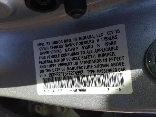 2015 HONDA CIVIC SE 19XFB2F75FE274993