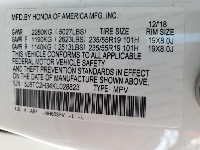 2019 ACURA RDX 5J8TC2H34KL028823