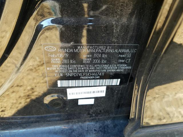 2019 HYUNDAI ELANTRA SE 5NPD74LF5KH467411