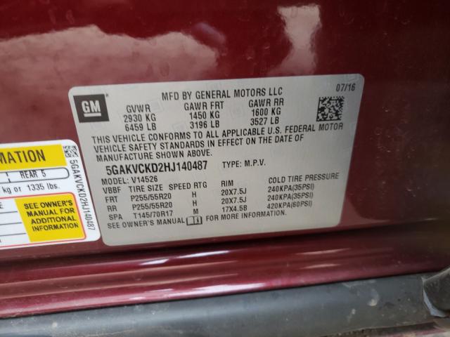 2017 BUICK ENCLAVE 5GAKVCKD2HJ140487