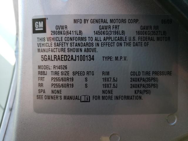 2010 BUICK ENCLAVE CX 5GALRAED2AJ100134