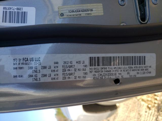 2016 JEEP COMPASS LA 1C4NJCEA1GD628108