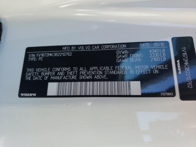 2011 VOLVO C30 T5 YV1672MK3B2212762