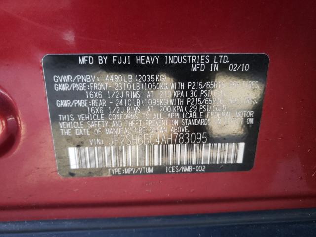 2010 SUBARU FORESTER X JF2SH6BC4AH783095