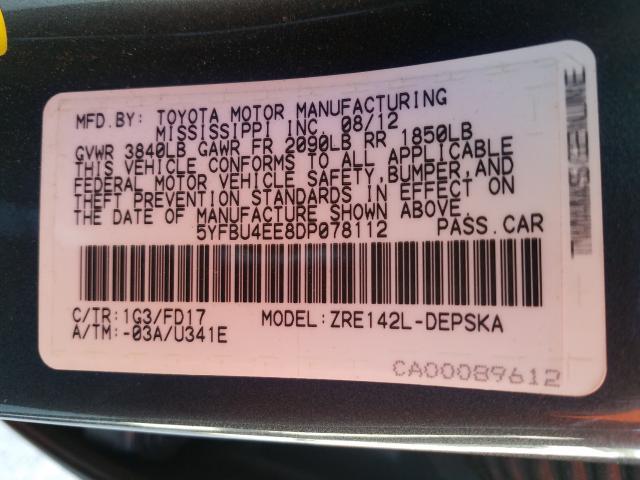 2013 TOYOTA COROLLA S 5YFBU4EE8DP078112