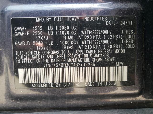 2011 SUBARU OUTBACK 2. 4S4BRBCC4B3419286