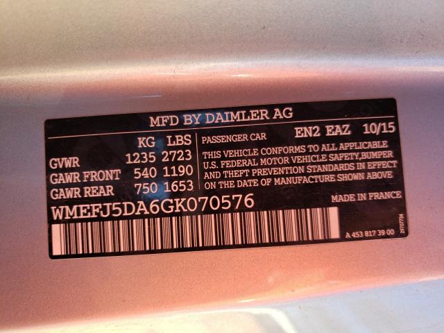 2016 SMART FORTWO WMEFJ5DA6GK070576