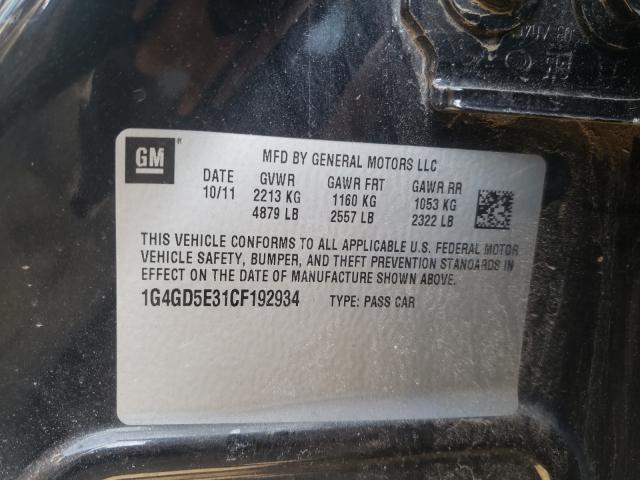 2012 BUICK LACROSSE P 1G4GD5E31CF192934