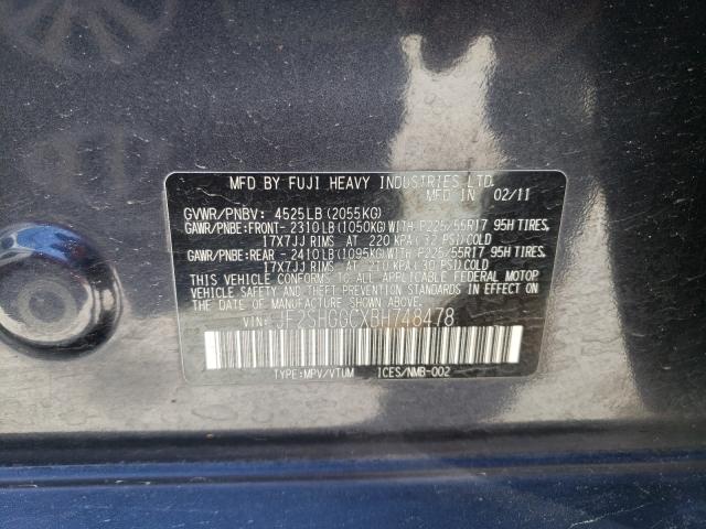 2011 SUBARU FORESTER T JF2SHGGCXBH748478