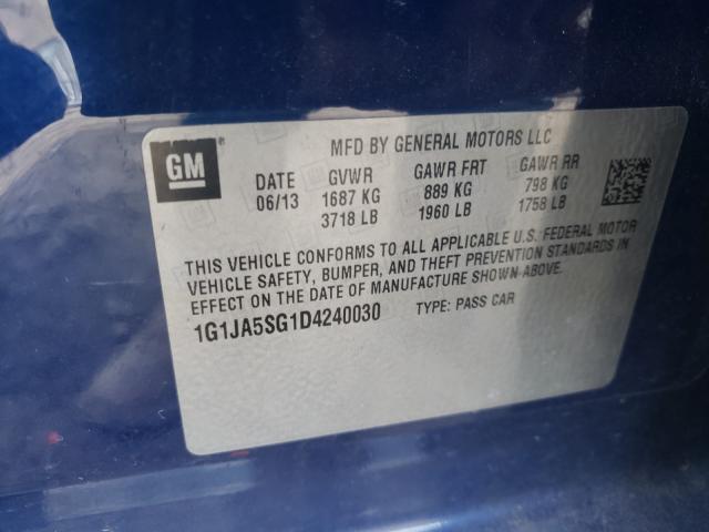 2013 CHEVROLET SONIC 1G1JA5SG1D4240030