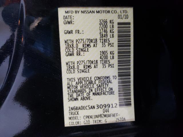2010 NISSAN TITAN XE 1N6BA0EC5AN309912