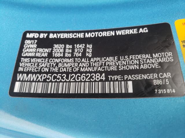 2018 MINI COOPER WMWXP5C53J2G62384