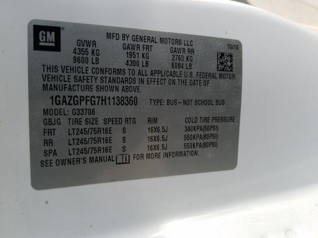 2017 CHEVROLET EXPRESS G3 1GAZGPFG7H1138360