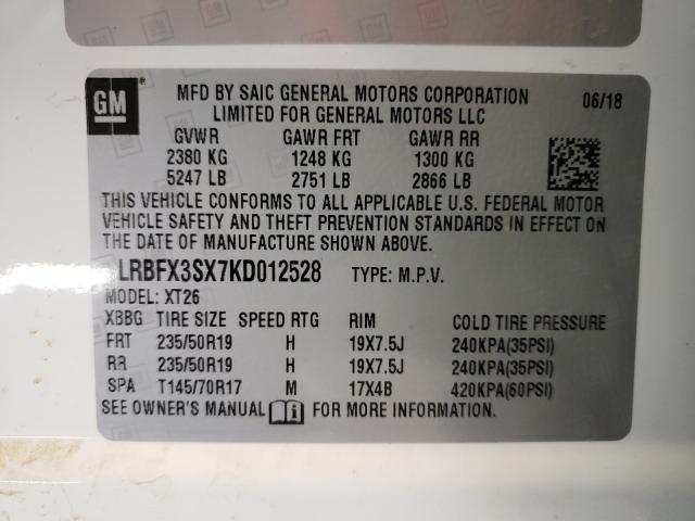 2019 BUICK ENVISION P LRBFX3SX7KD012528