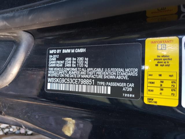 2012 BMW M3 WBSKG9C53CE798851