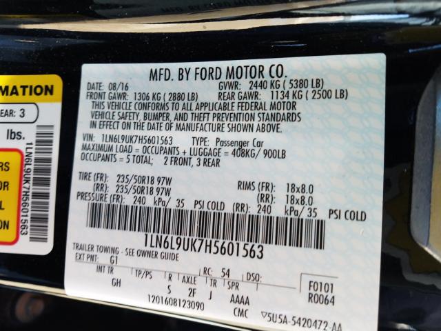 2017 LINCOLN CONTINENTA 1LN6L9UK7H5601563