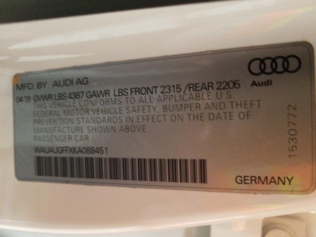 2019 AUDI A3 PREMIUM WAUAUGFFXKA088451