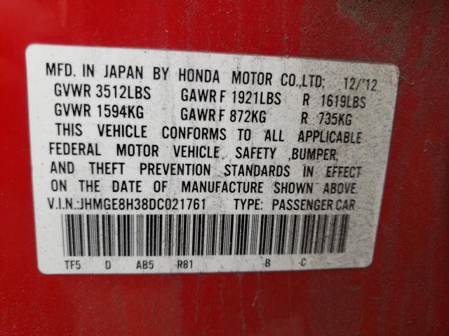 2013 HONDA FIT JHMGE8H38DC021761