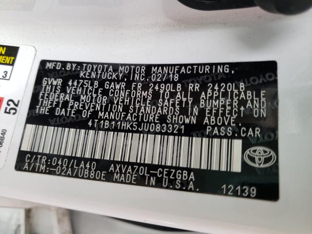 2018 TOYOTA CAMRY - 4T1B11HK5JU083321