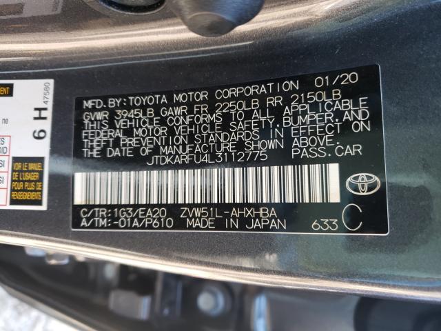 2020 TOYOTA PRIUS L JTDKARFU4L3112775