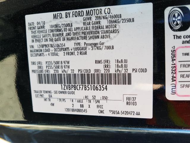 2011 FORD MUSTANG GT 1ZVBP8CF7B5106354